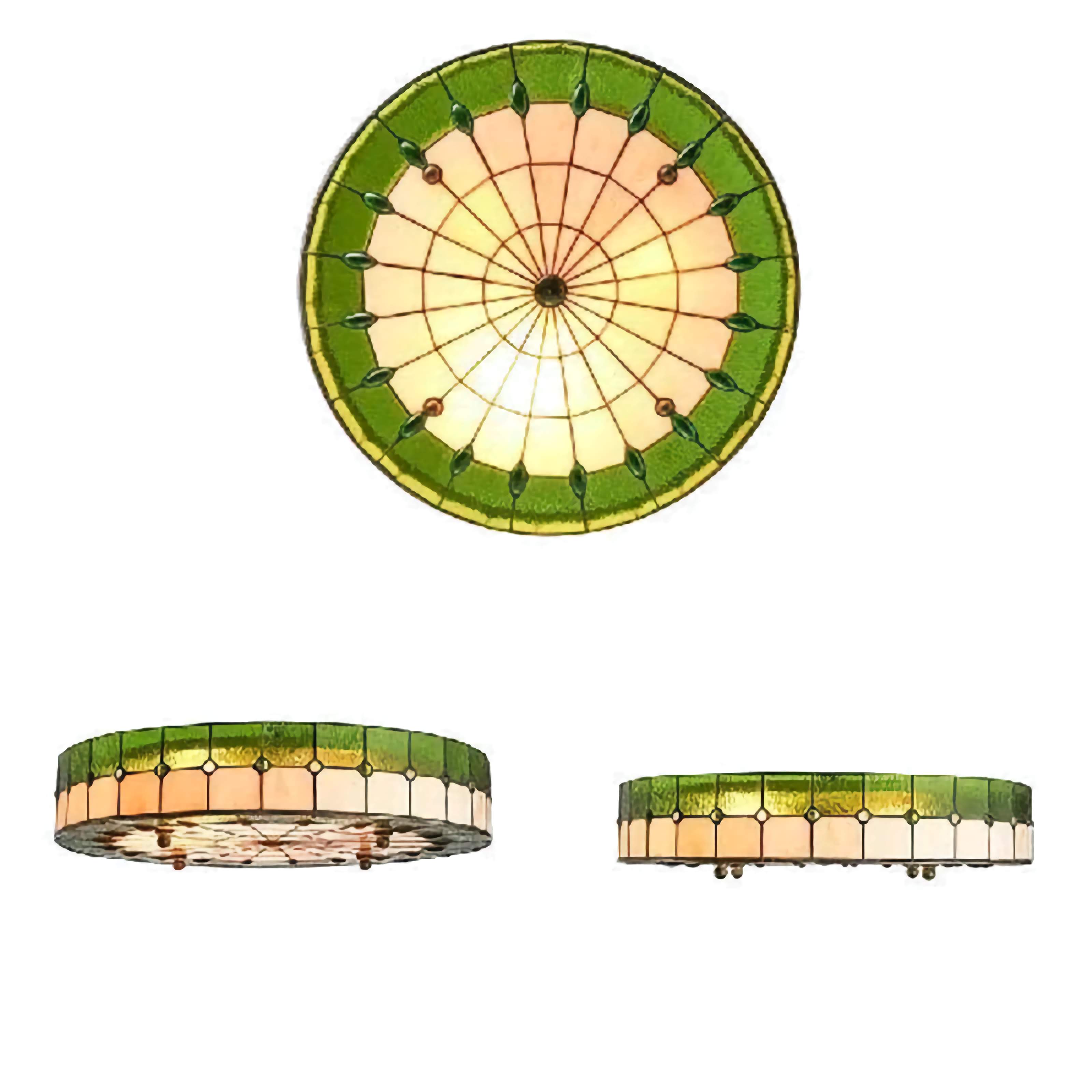 Green Tiffany Ceiling Lamp 30-50cm | Stained-glass Art Nouveau Flush Mount Living Dining & Bedroom Casalolalights
