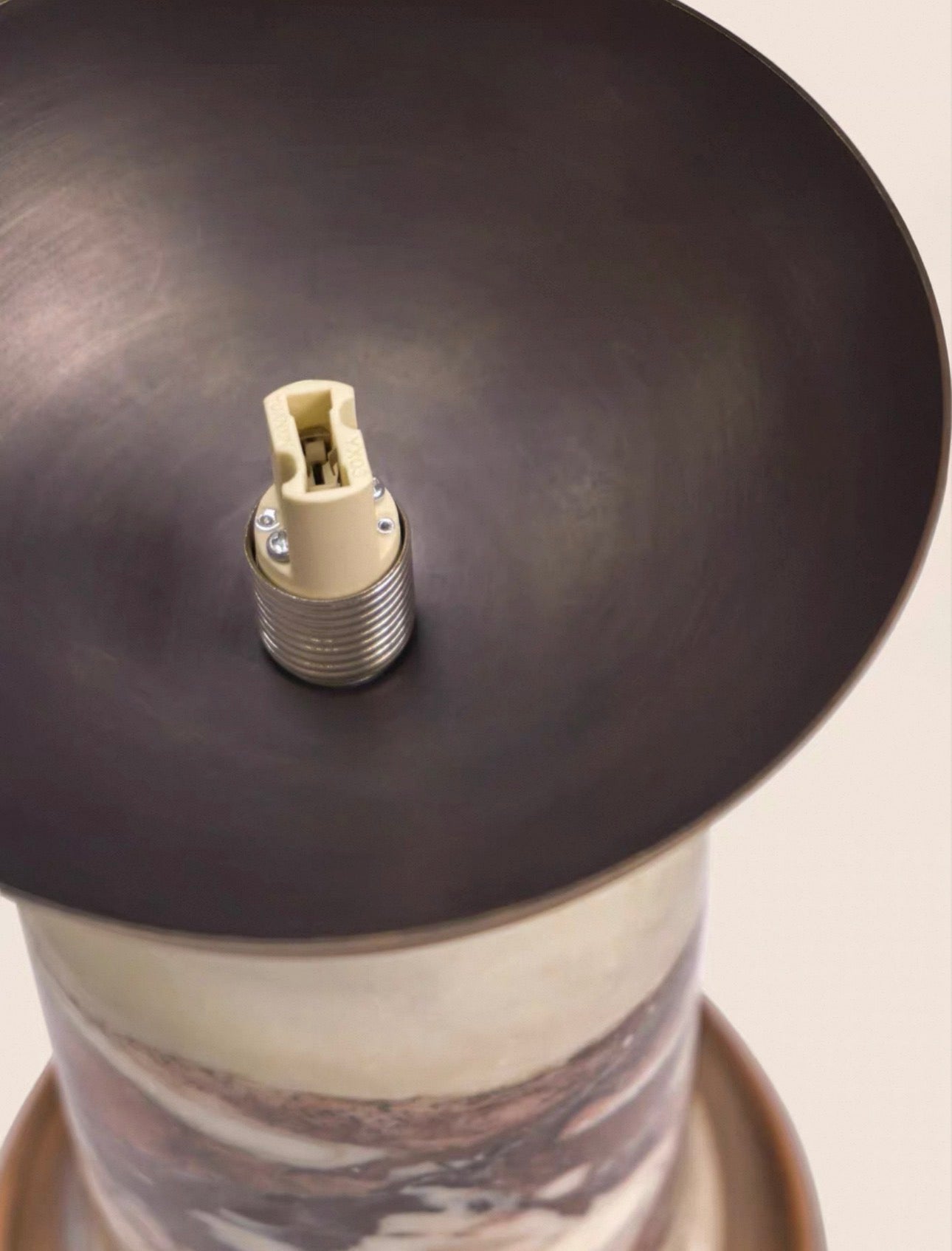 Art Deco Grey Marble Lamp | Copper Table | Modern Desk for Console Living Room