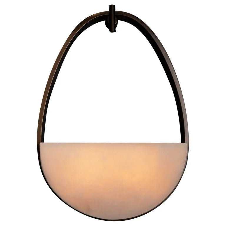 Alabaster Half-moon Wall Sconce | Bronze-frame Stone Bowl Japandi Wabi-sabi Bedroom & Hallway Casalolalights Luxury