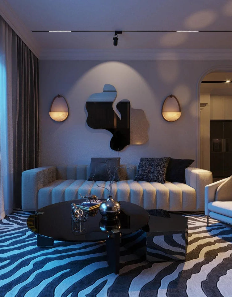 Alabaster Half Moon Wall Sconce – Antique Bronze & Marble