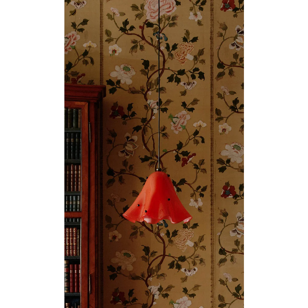 Hand Blown Amber Glass Pendant | Sculptural Botanical Accent Light