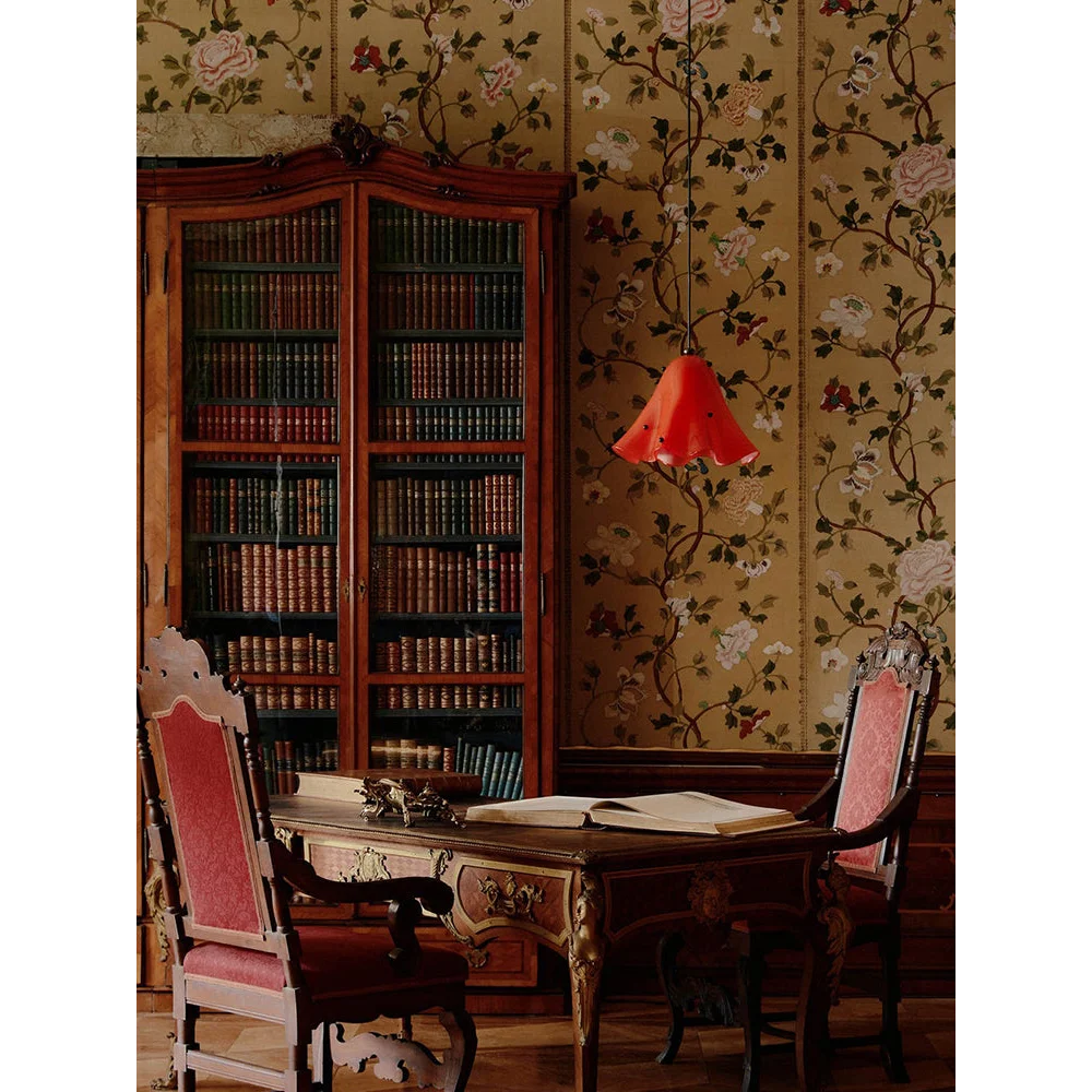 Hand Blown Amber Glass Pendant | Sculptural Botanical Accent Light