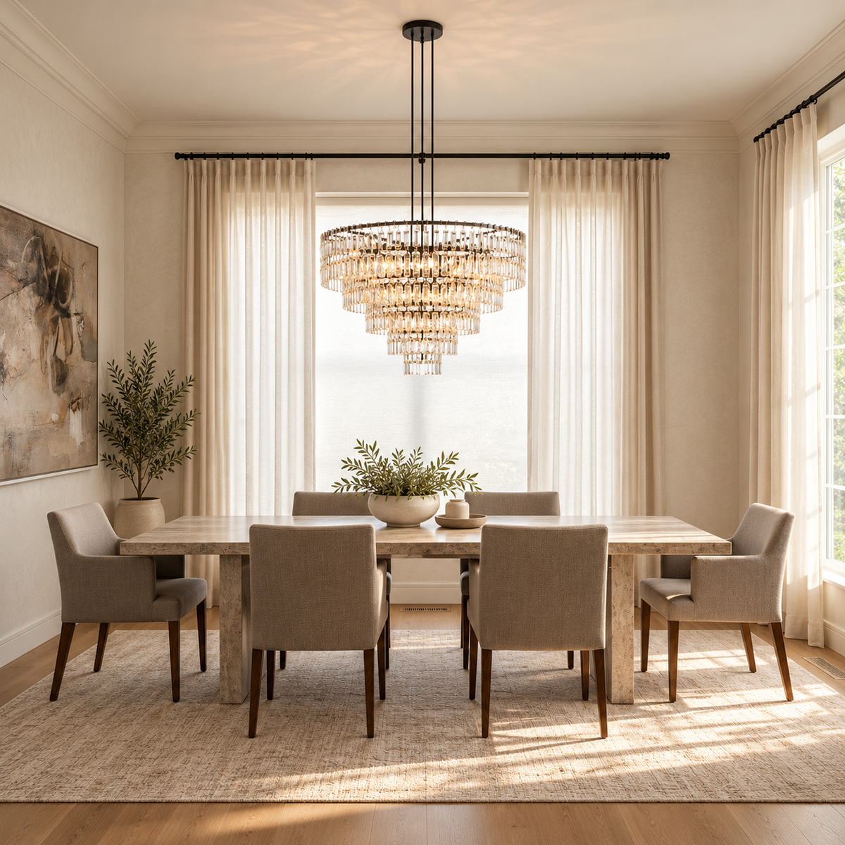 Hand Cut Crystal Tiered Chandelier Black | Three Diameters to Extra Large Custom Rod for High Ceiling Casalola Lights