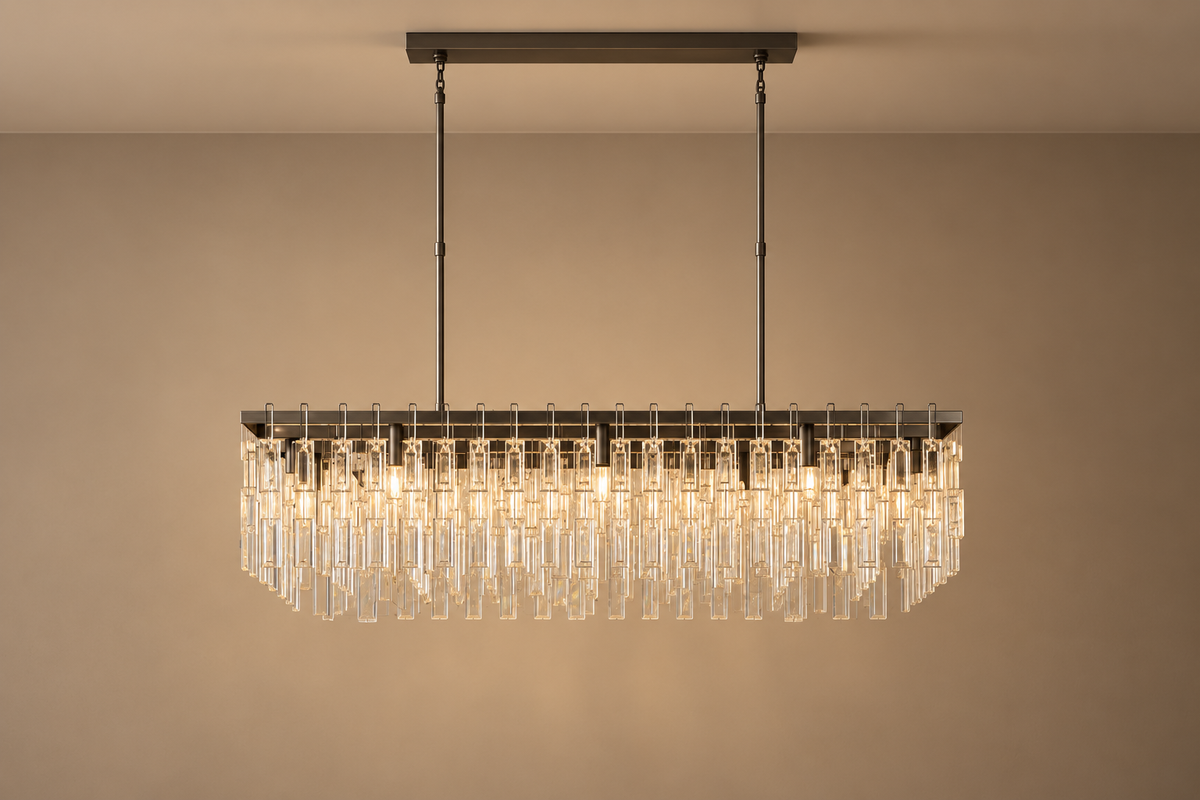 Linear Chandelier - Crystal Rectangle Casalola Lights Luxury Lamps for Interior Designers