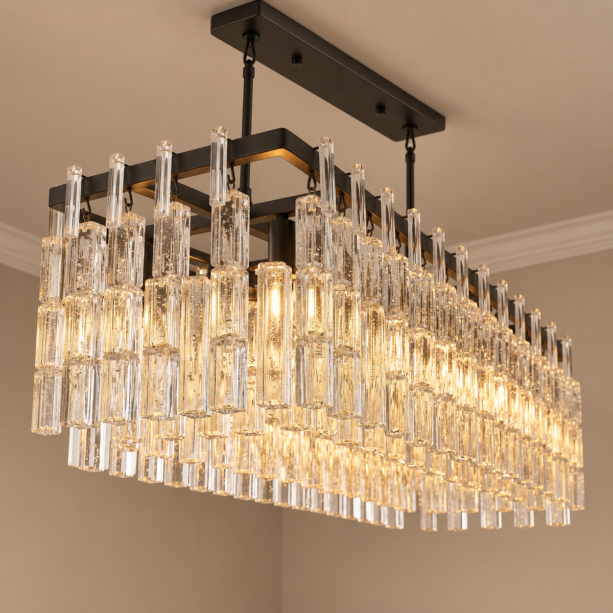 Linear Chandelier - Crystal Rectangle Casalola Lights Luxury Lamps for Interior Designers