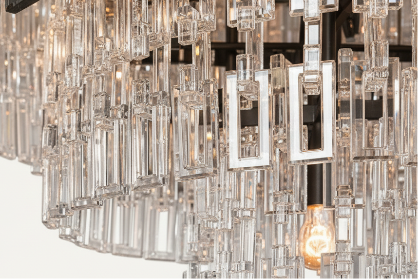 LAMPADARIO A PIÙ LIVELLI IN CRISTALLO TAGLIATO A MANO | CLHUYL0250