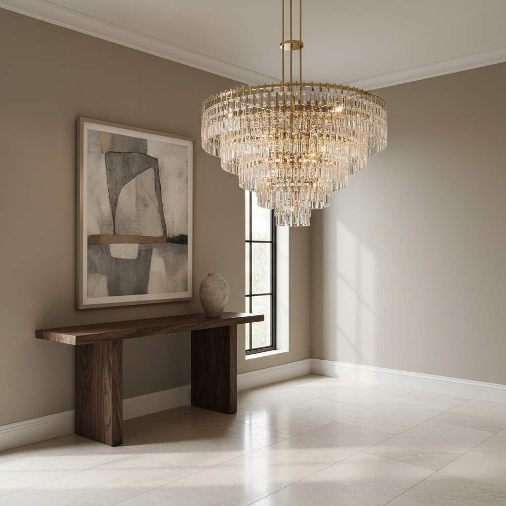Hand-cut Crystal Tiered Chandelier | Brass | Ceiling Light Fixture for Dining Room Casalolalights Luxury Lamps
