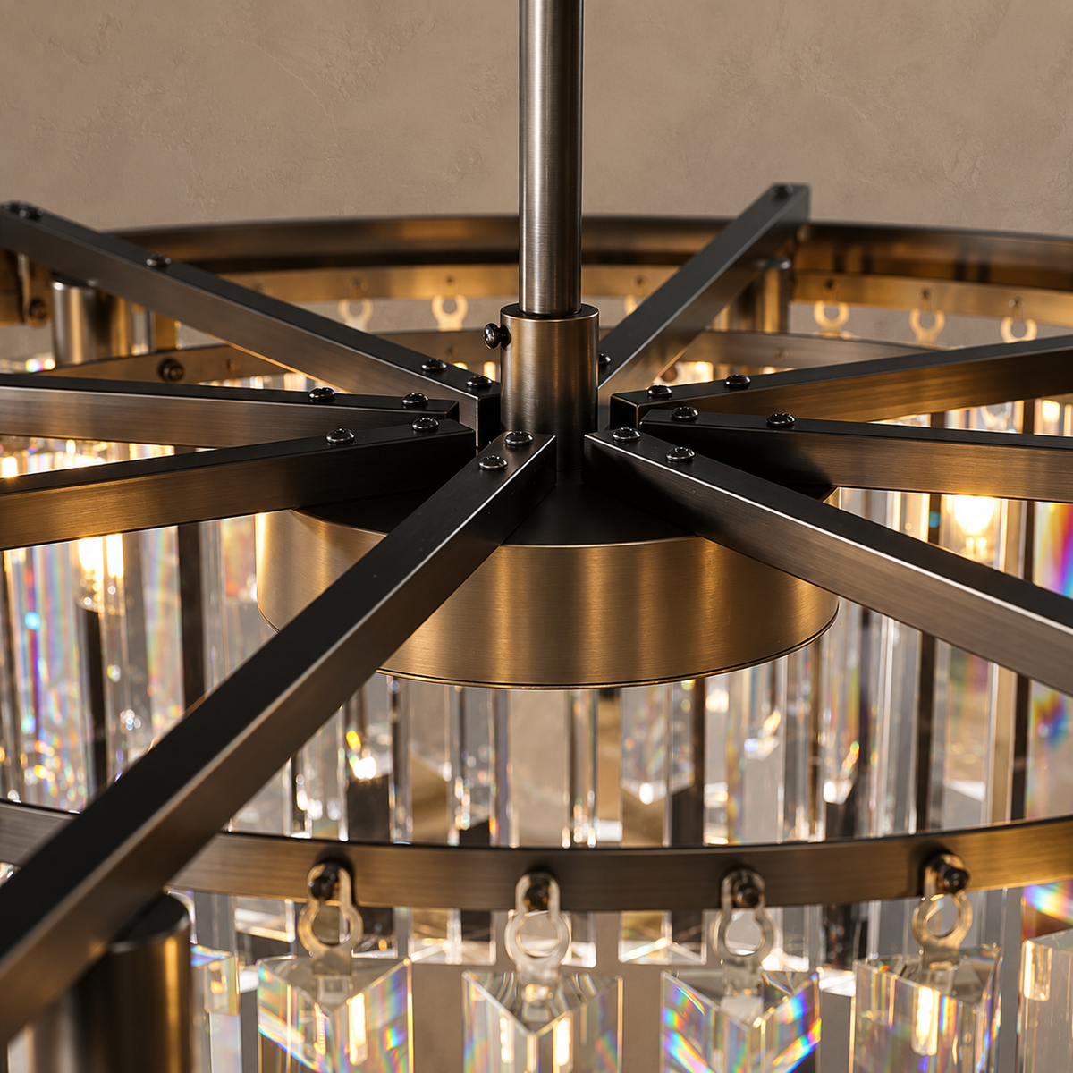 Large Hand Cut Crystal Tiered Chandelier Gold or Black | Double Height Foyer Custom Rod Length Casalola Lights Luxury