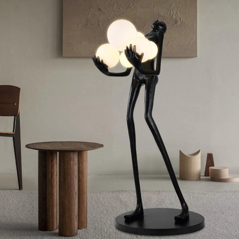 Modern Man Sculpture Lamp | Organic Resin Floor | Luxury Lighting for Living Room and Lobbies