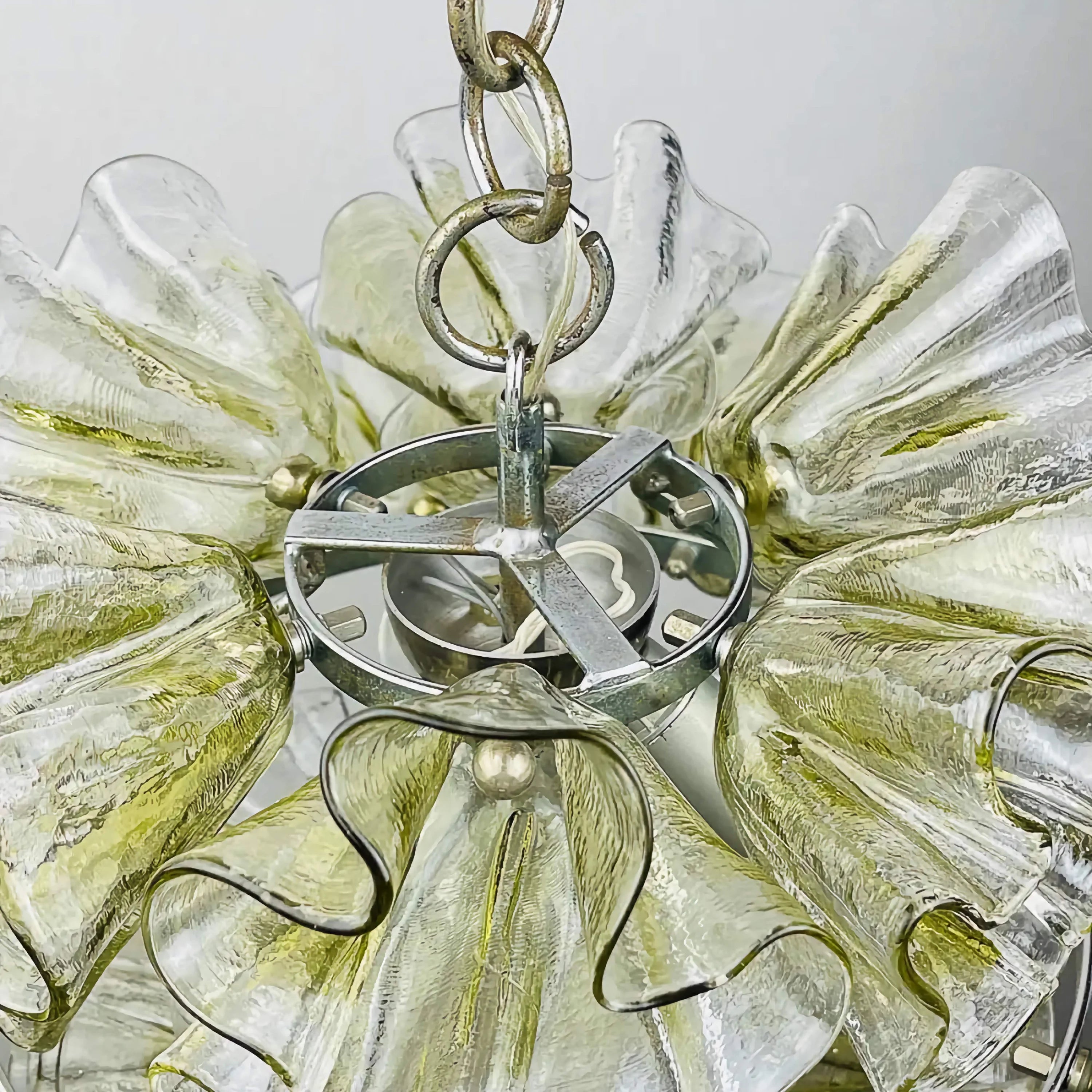 Murano Glass Ruffle Chandelier | Handcrafted Italian Pendant Light | Vintage Inspired Fixture for Dining or Lounge