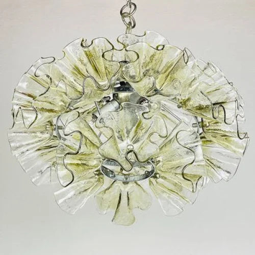 Murano Glass Ruffle Chandelier | Handcrafted Italian Pendant Light | Vintage Inspired Fixture for Dining or Lounge