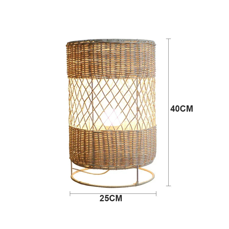 Handcrafted Rattan Lamp Collection Rustic Cottagecore Decor for Living Room