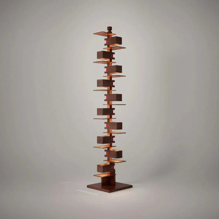 Luxury Designer Handcrafted Wood & Iron Floor Lamp for Living Room