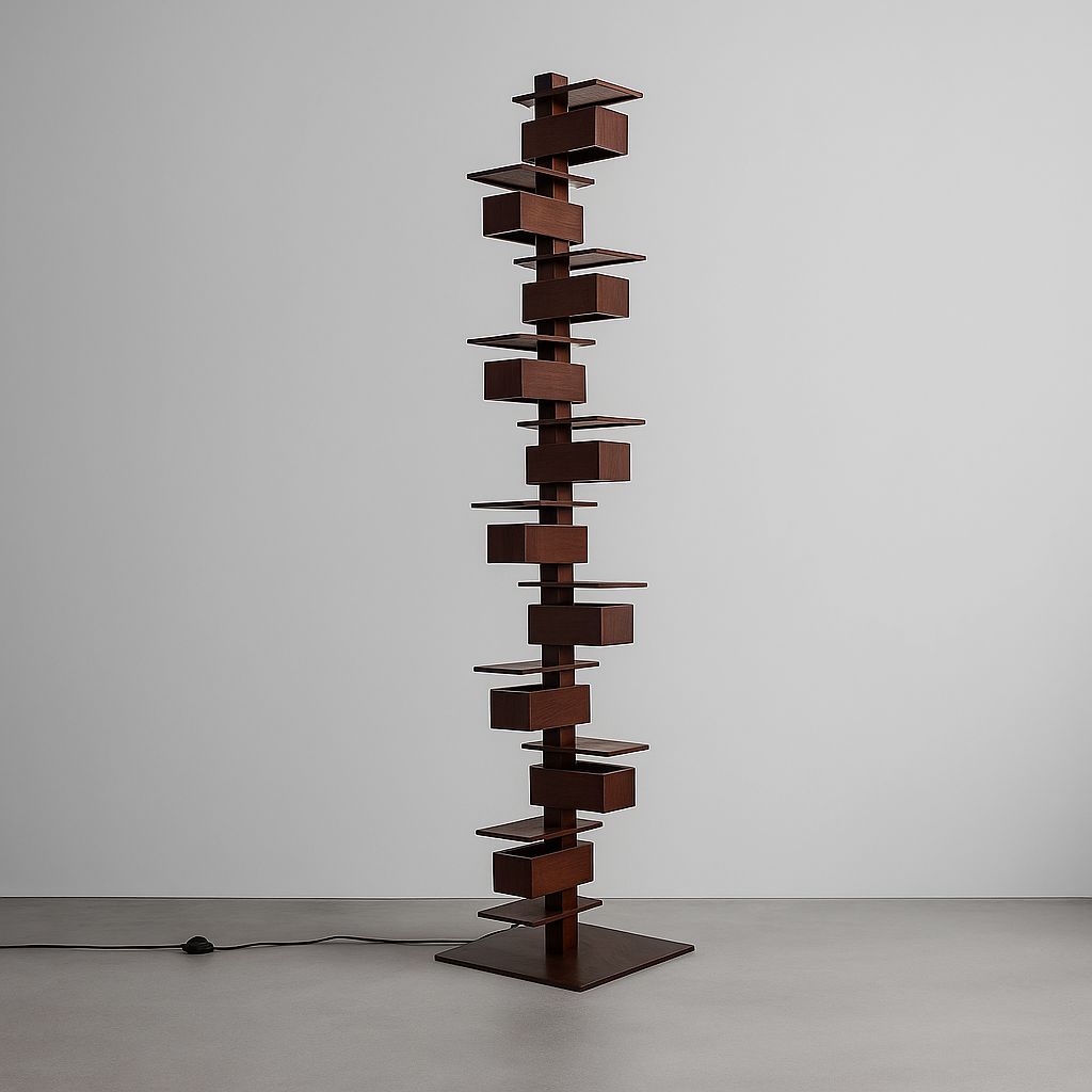 Luxury Designer Handcrafted Wood & Iron Floor Lamp for Living Room