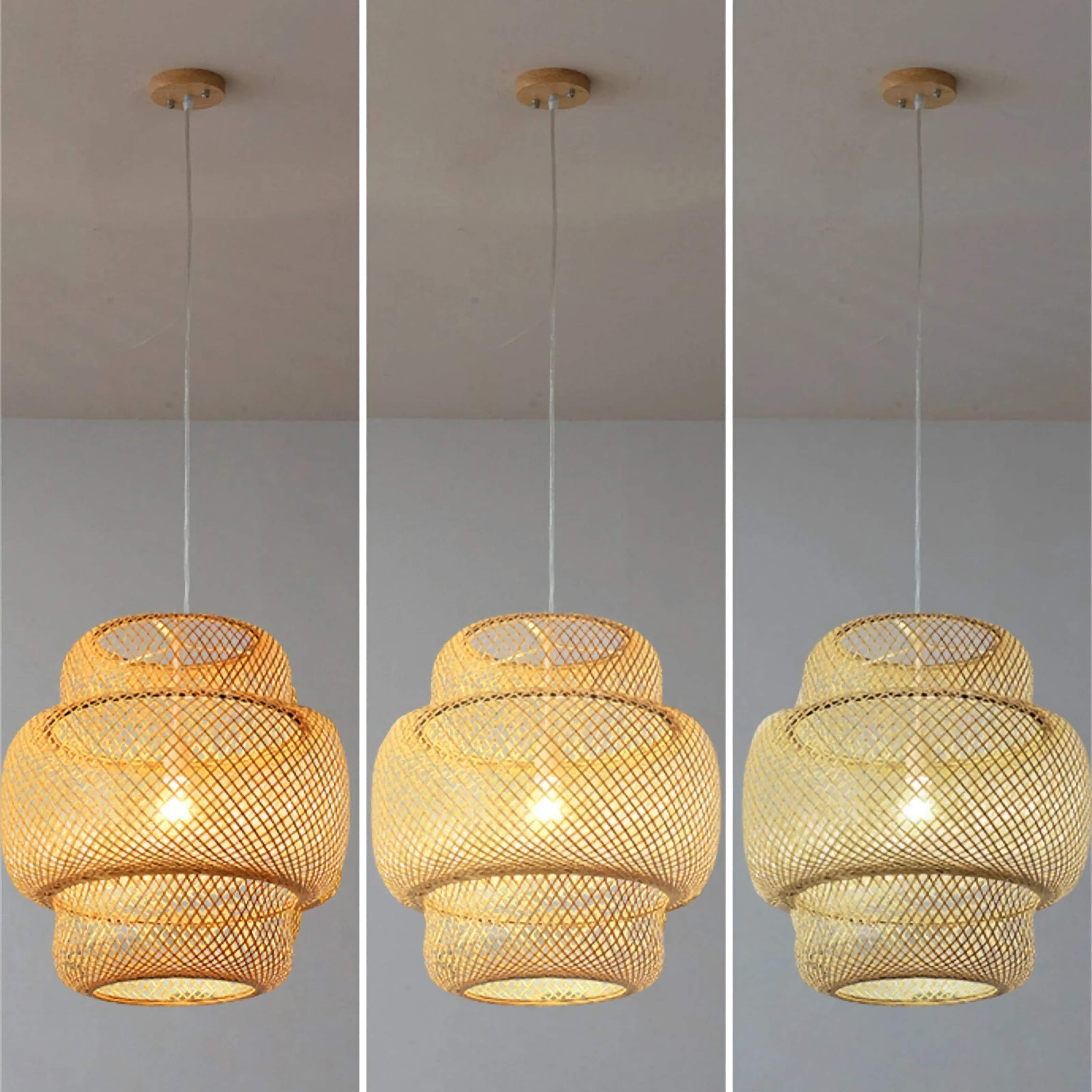 Bamboo Pendant Lighting | Biophilic Japandi Cottagecore Lamp Decor | Handmade Ceiling