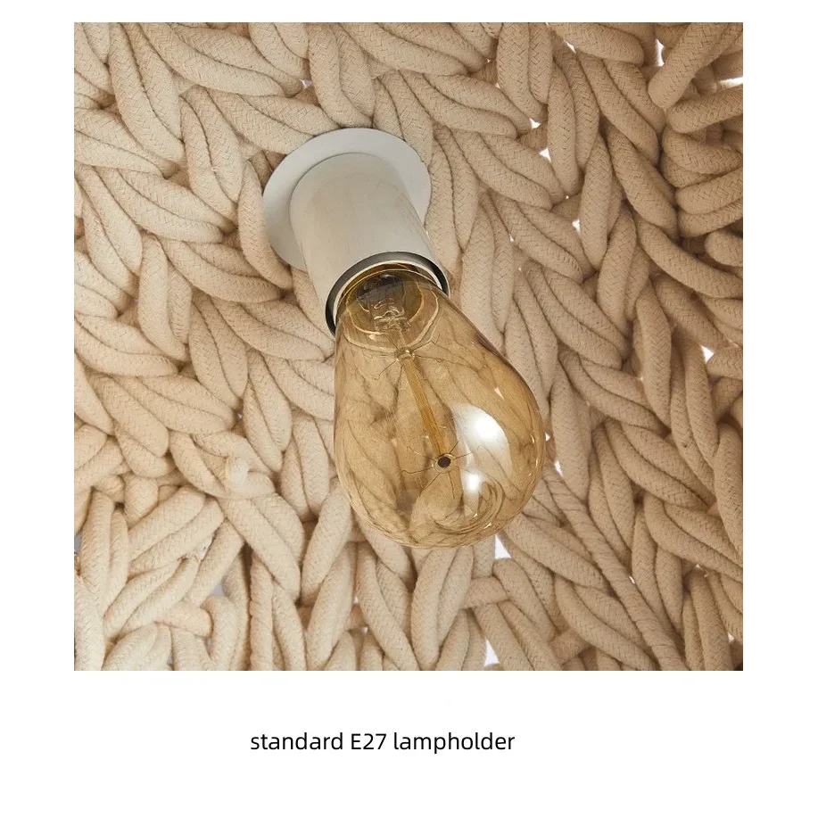 Handmade Knitted Rope Pendant Light for Living Room or Bedroom