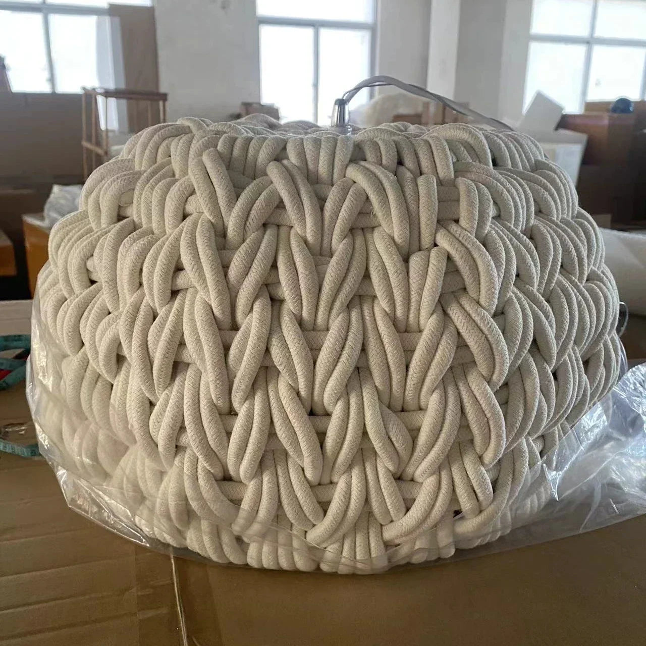 Handmade Knitted Rope Pendant Light for Living Room or Bedroom