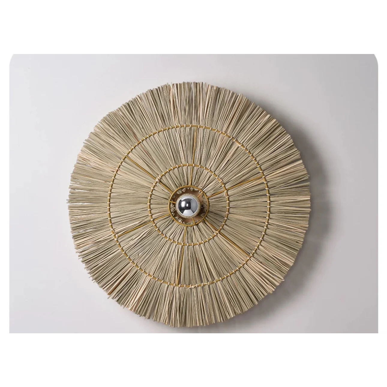Handmade Straw Wall Lamp 40 Cm 60 80 Rattan Round Design