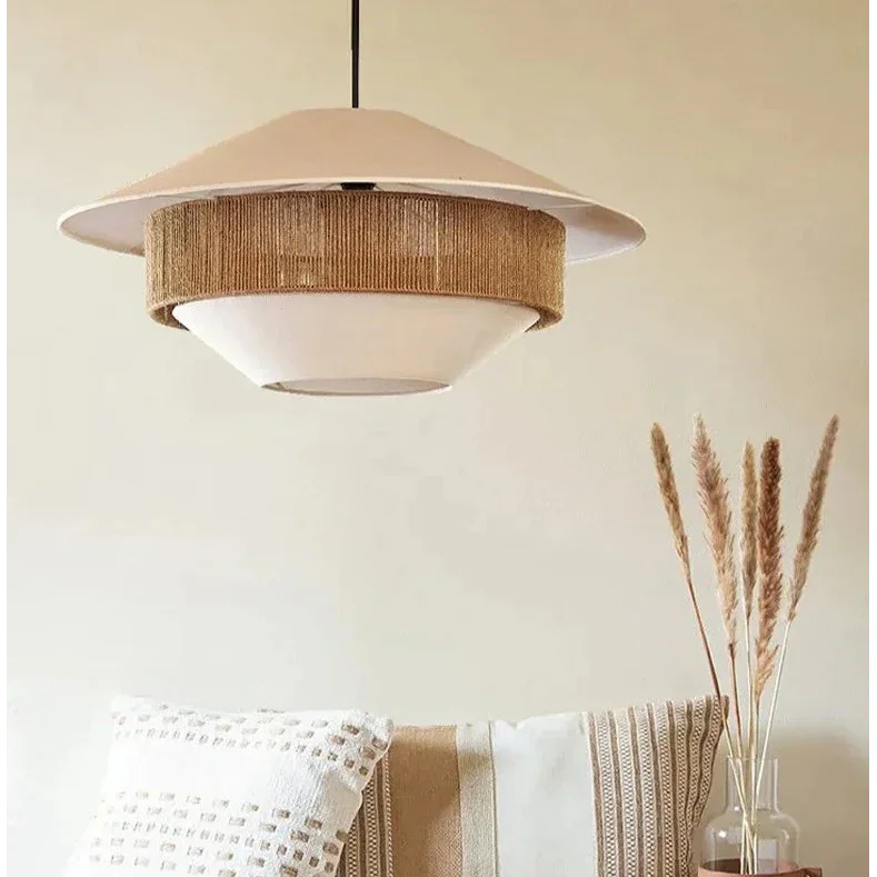 Woven Pendant Light | Wicker-style Cotton Cord Shade Rustic Boho Living Room & Dining Casalolalights Luxury Lamps