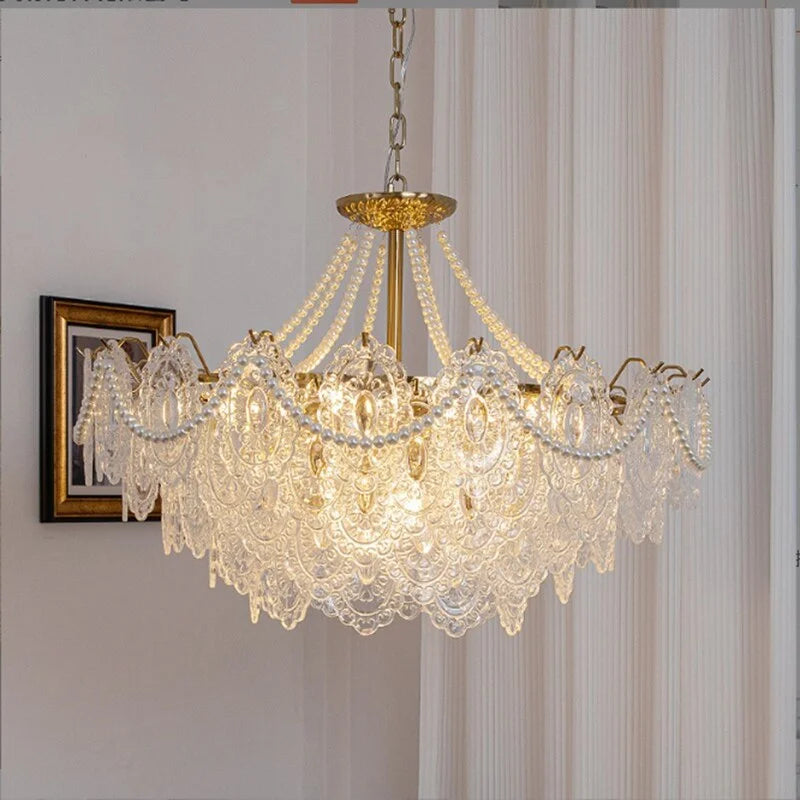 Luxury Crystal Chandelier with Copper Base for Modern Victorian Living Room Stairs