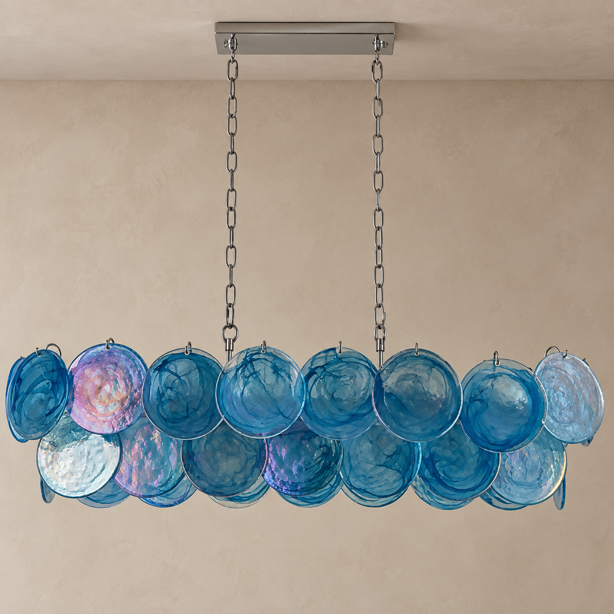 LAMPADARIO IN VETRO RAMATO IRIDESCENTE