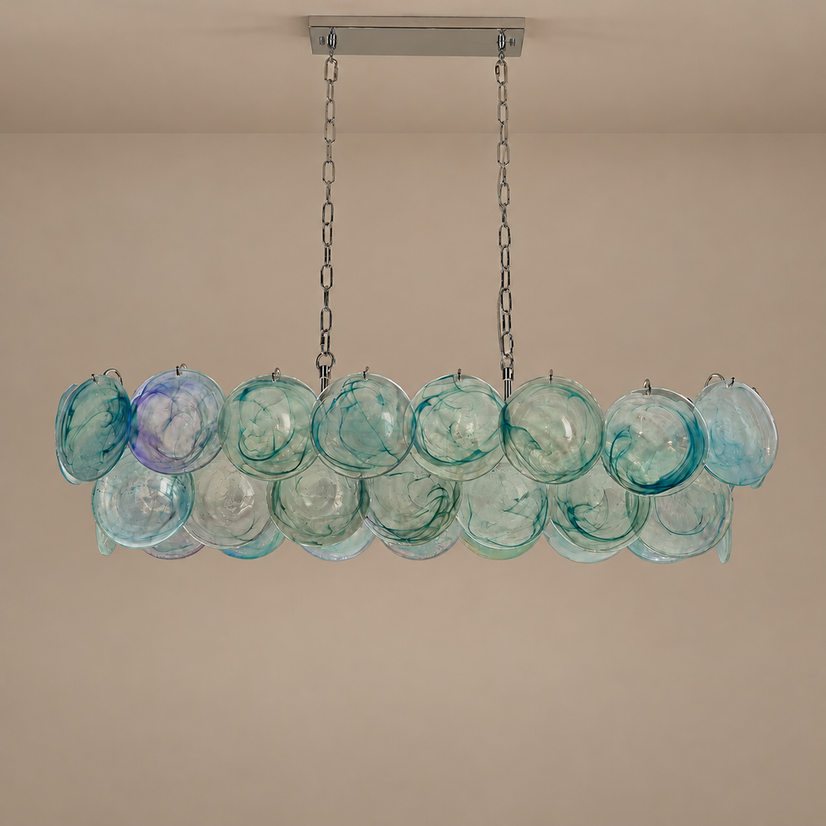Iridescent Glass Linear Chandelier | Green | CLKJH025D