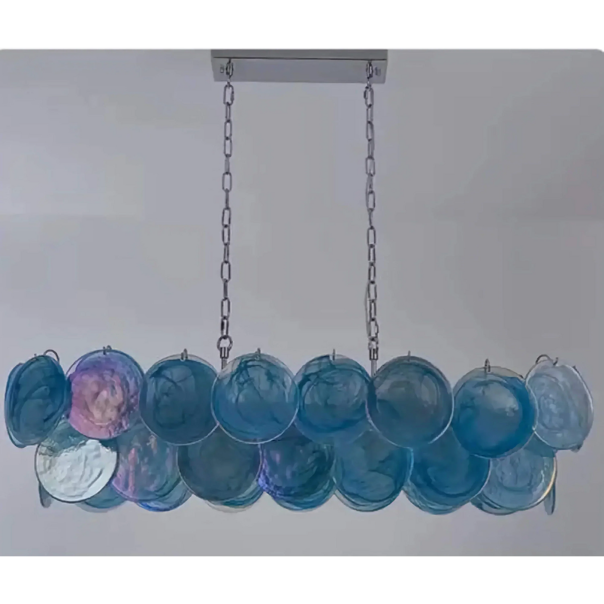 Green Glass Disc Chandelier for Dining Room | 90cm 120cm Linear Copper Blue or Red Coastal Casalolalights Luxury Lamps