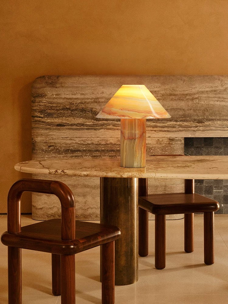 Natural Jade Table Lamp | Luxury Lampfor Wabi-sabi Modern Interiors