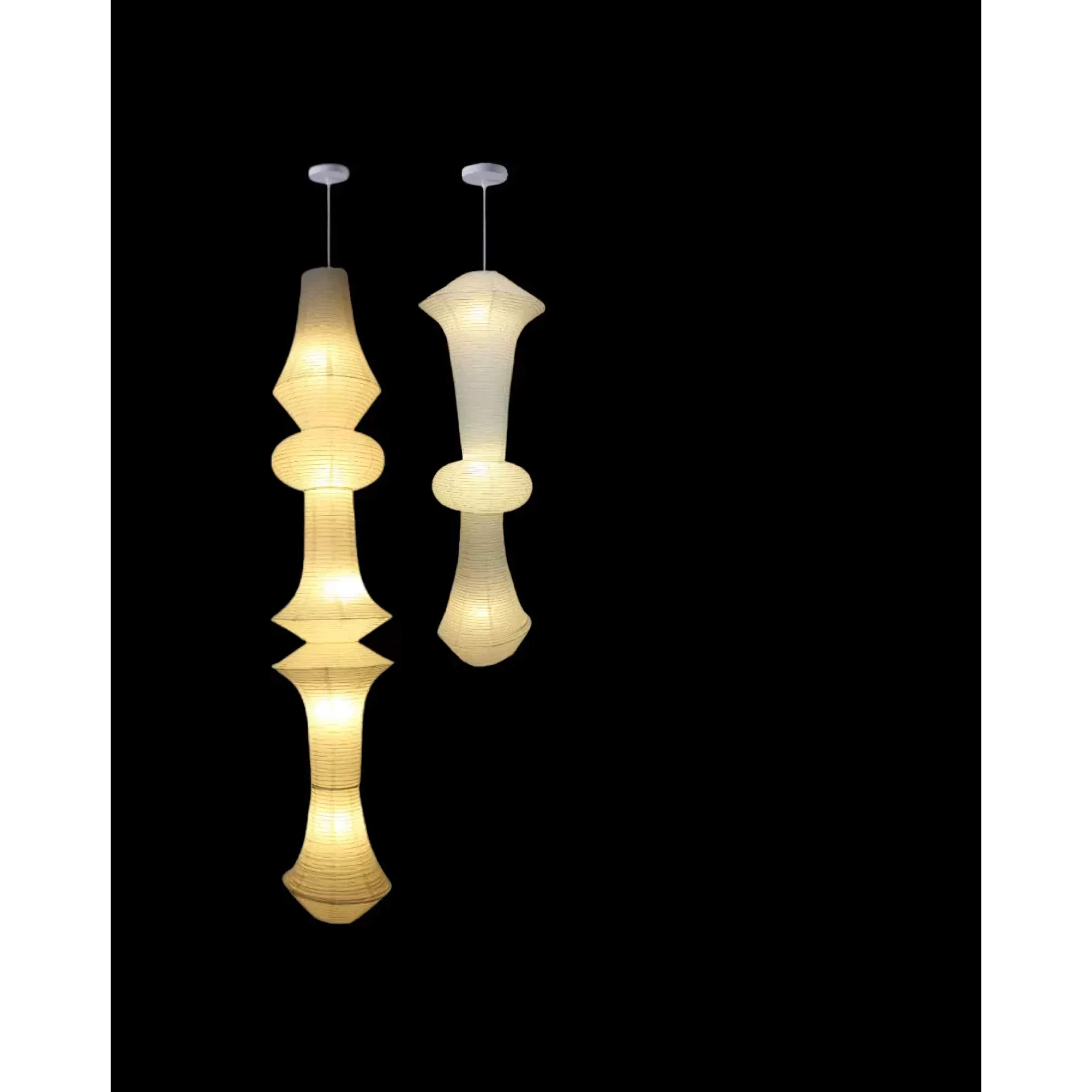 Akari h Pendant Light - Isamu Noguchi Sculptural Paper Lantern Handcrafted Japanese Design Soft Diffused Lighting