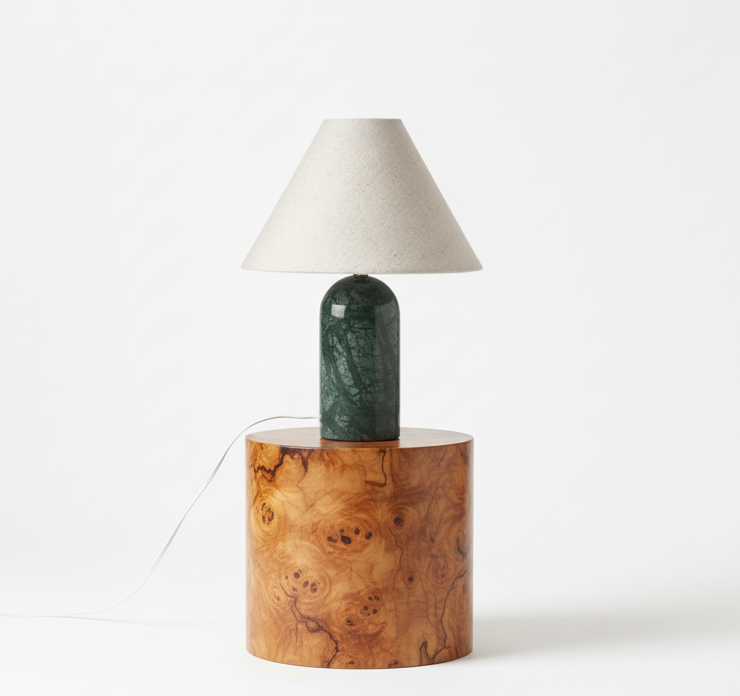 Japandi Green Marble Table Lamp | clghmar785