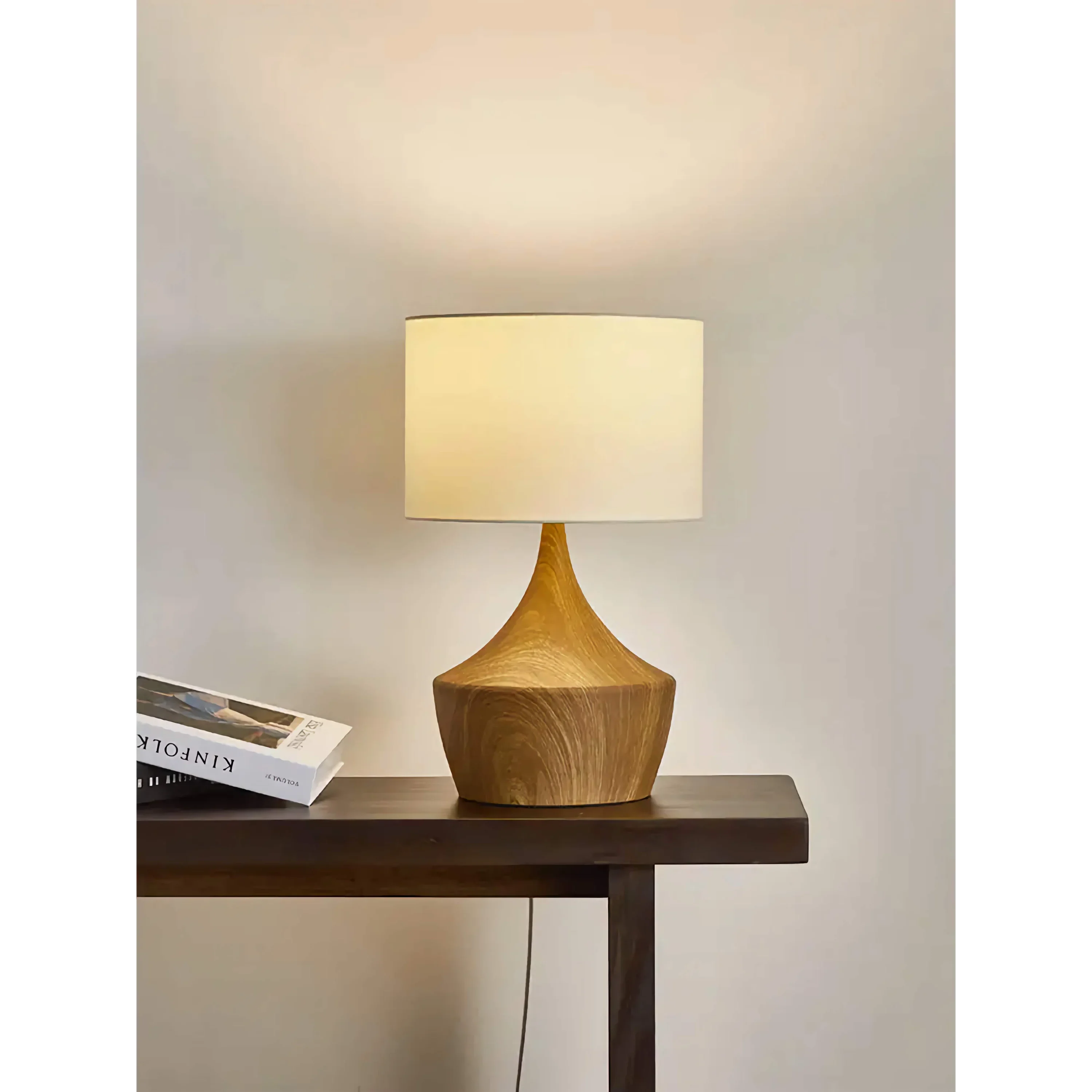 Solid Wood Sculptural Table Lamp with Fabric Shade | 49 Cm Designer Lighting Casalolalights Luxury Lamps for Interior
