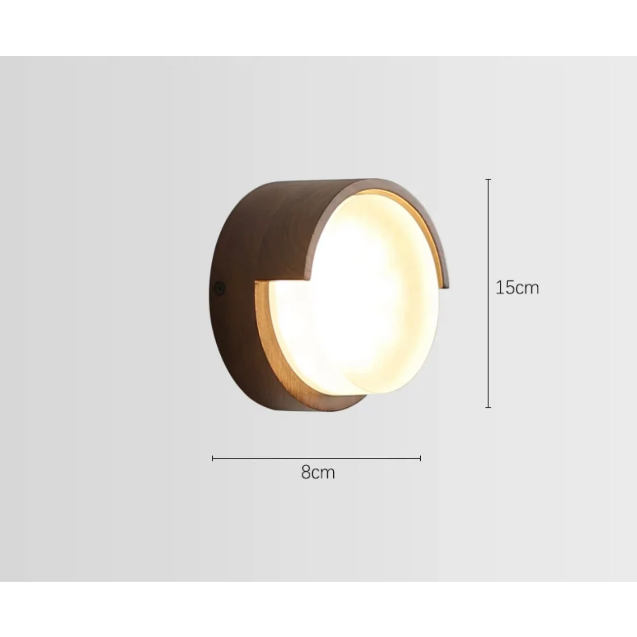 Japandi Walnut Wood 15x8cm Warm Led Lighting Elegant Design