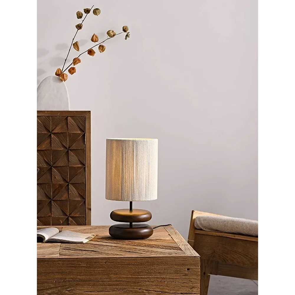 Japandi Lamp Creative Wood Table for Bedroom Living Room