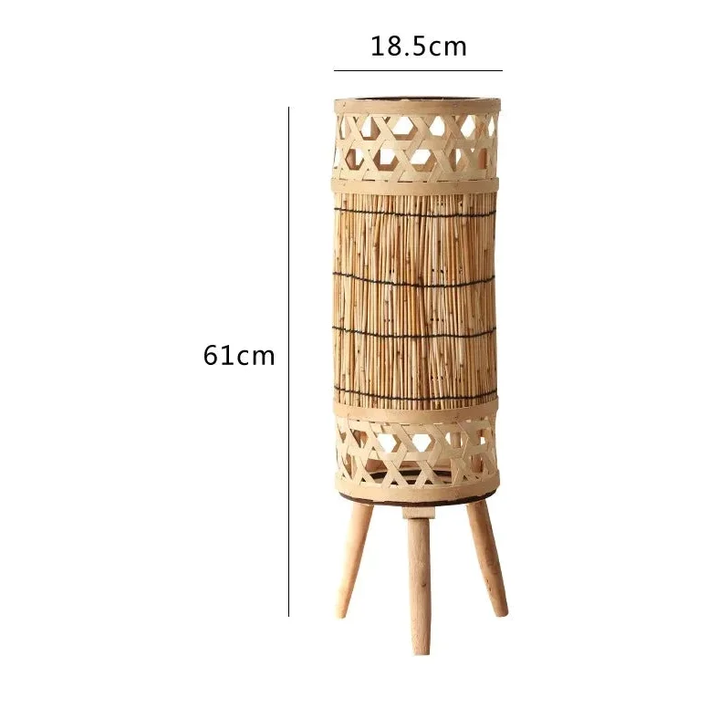 Knitted Bamboo Tower Lamp | Handwoven Lattice Floor Light Sustainable Natural Fibre Living & Bedroom Casalola Lights