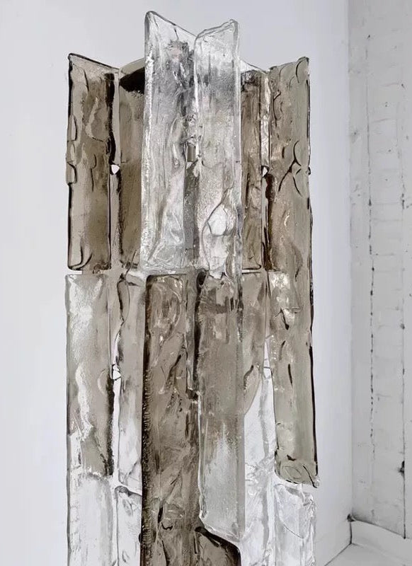 Murano Glass Column Floor Lamp Brutalist Light Totem Stainless Steel Base 145cm