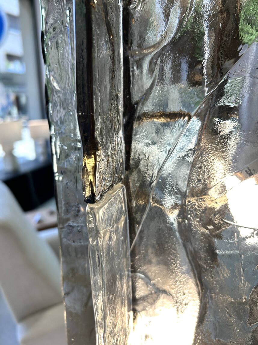 Murano Glass Column Floor Lamp Brutalist Light Totem Stainless Steel Base 145cm