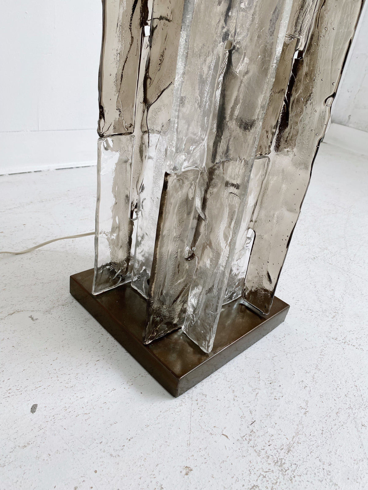 Murano Glass Column Floor Lamp Brutalist Light Totem Stainless Steel Base 145cm