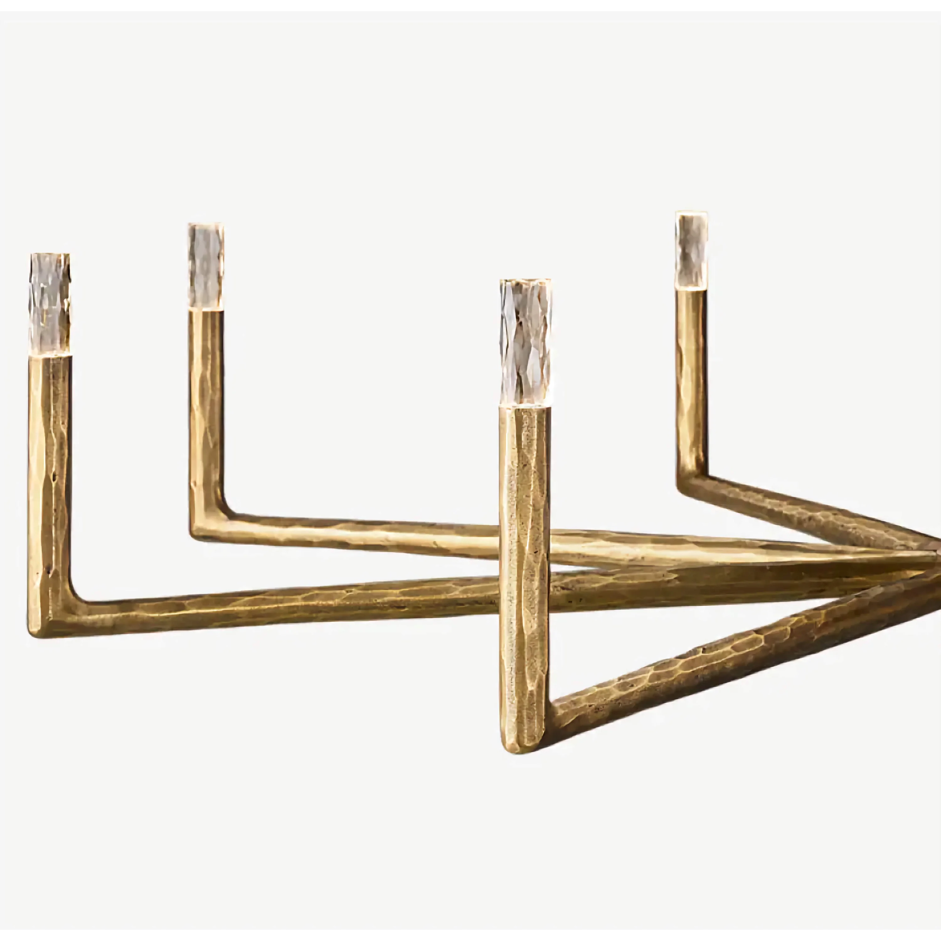 Brass Linear Chandelier | Modern 8 Light Dining Room Pendant Lighting with Sculptural Arms