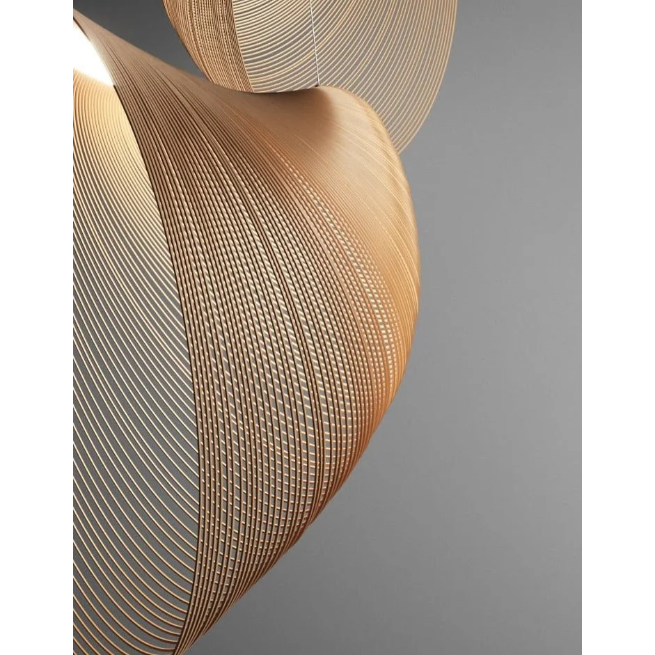 Laser-cut Plywood Pendant Light 40-80cm | Organic Wood Ribbon Hanging Lamp Scandinavian Dining & Living Casalolalights