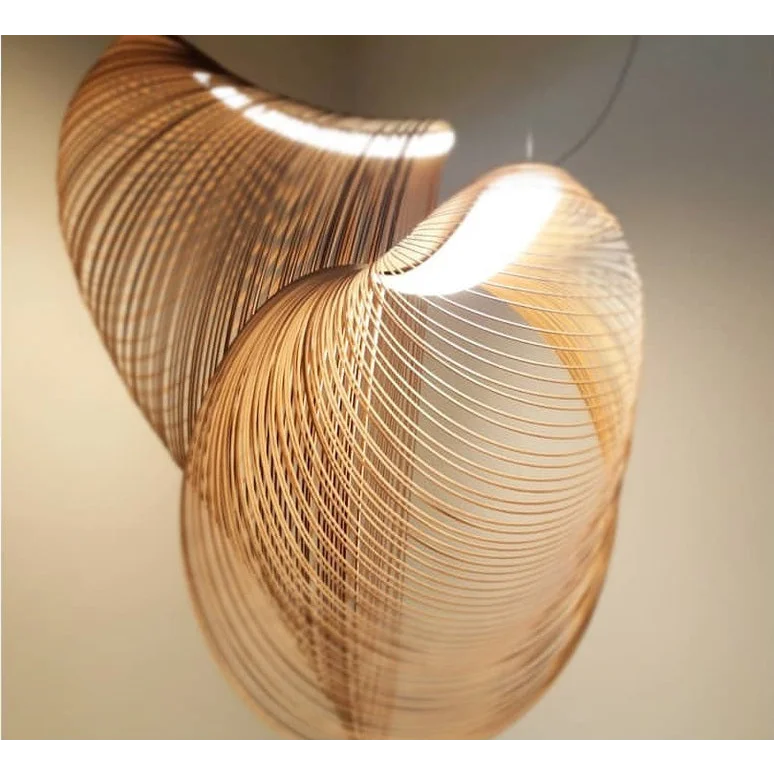 Laser-cut Plywood Pendant Light 40-80cm | Organic Wood Ribbon Hanging Lamp Scandinavian Dining & Living Casalolalights