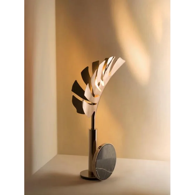 Sculptural Leaf Table Lamp | Artistic Marble & Metal Lighting
