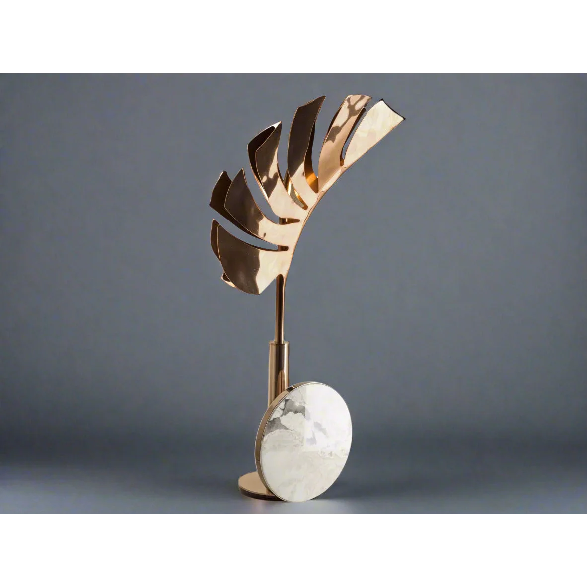 Sculptural Leaf Table Lamp | Artistic Marble & Metal Lighting