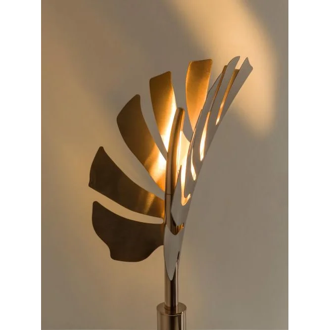 Sculptural Leaf Table Lamp | Artistic Marble & Metal Lighting