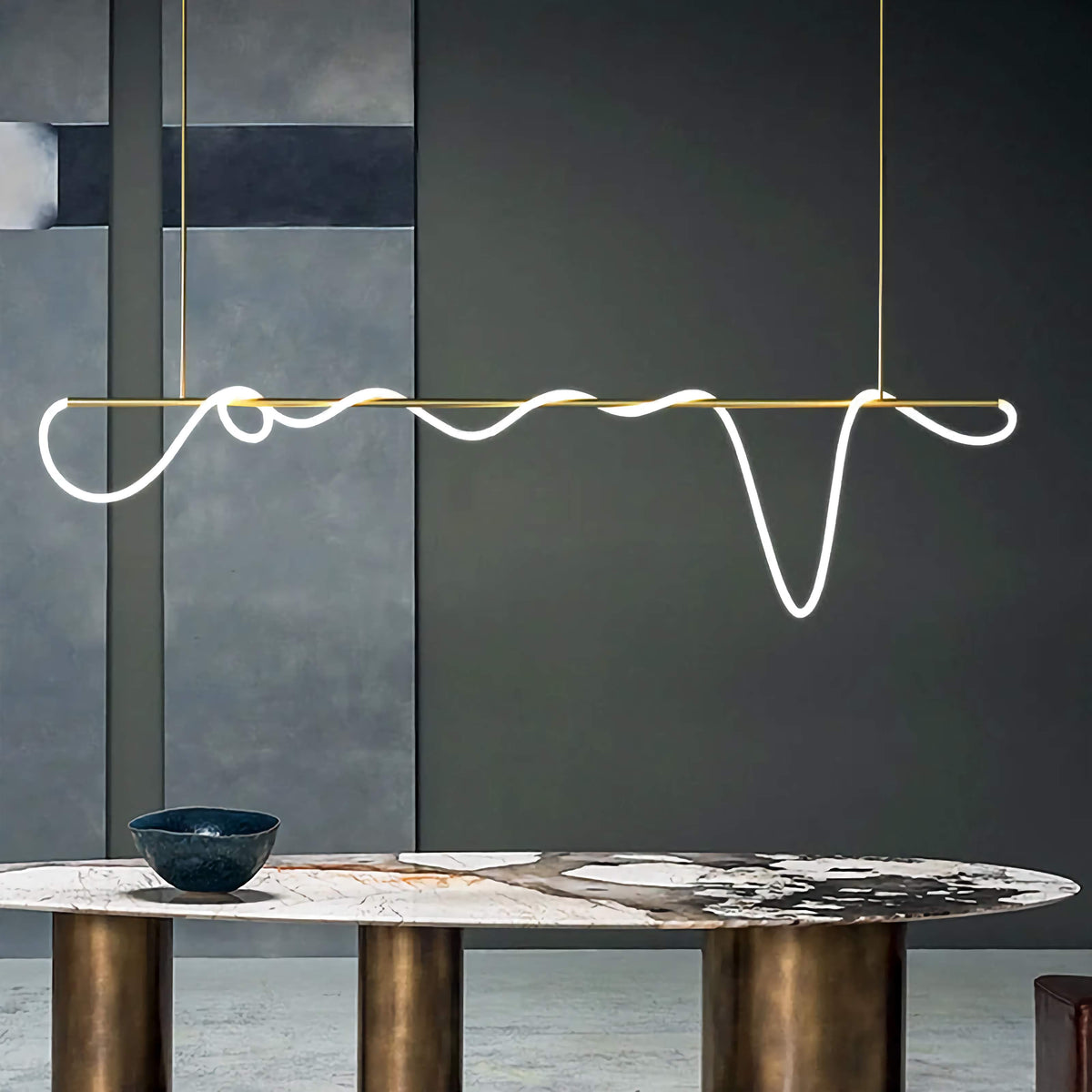 Led Tube Ceiling Light | Curved Acrylic Semi-flush 60-350cm Gold Chrome or Black Minimalist Casalolalights Luxury Lamps
