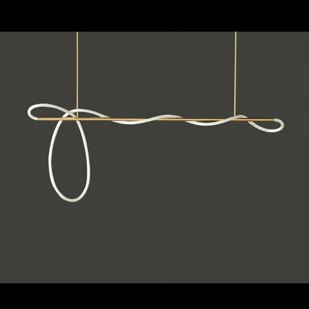 Led Tube Ceiling Light | Curved Acrylic Semi-flush 60-350cm Gold Chrome or Black Minimalist Casalolalights Luxury Lamps