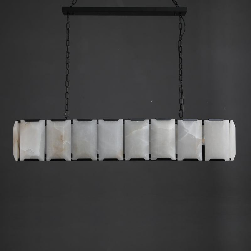 Linear Alabaster Chandelier for Dining Room | 100cm 120cm Black Stainless or Brass Industrial Casalolalights Luxury