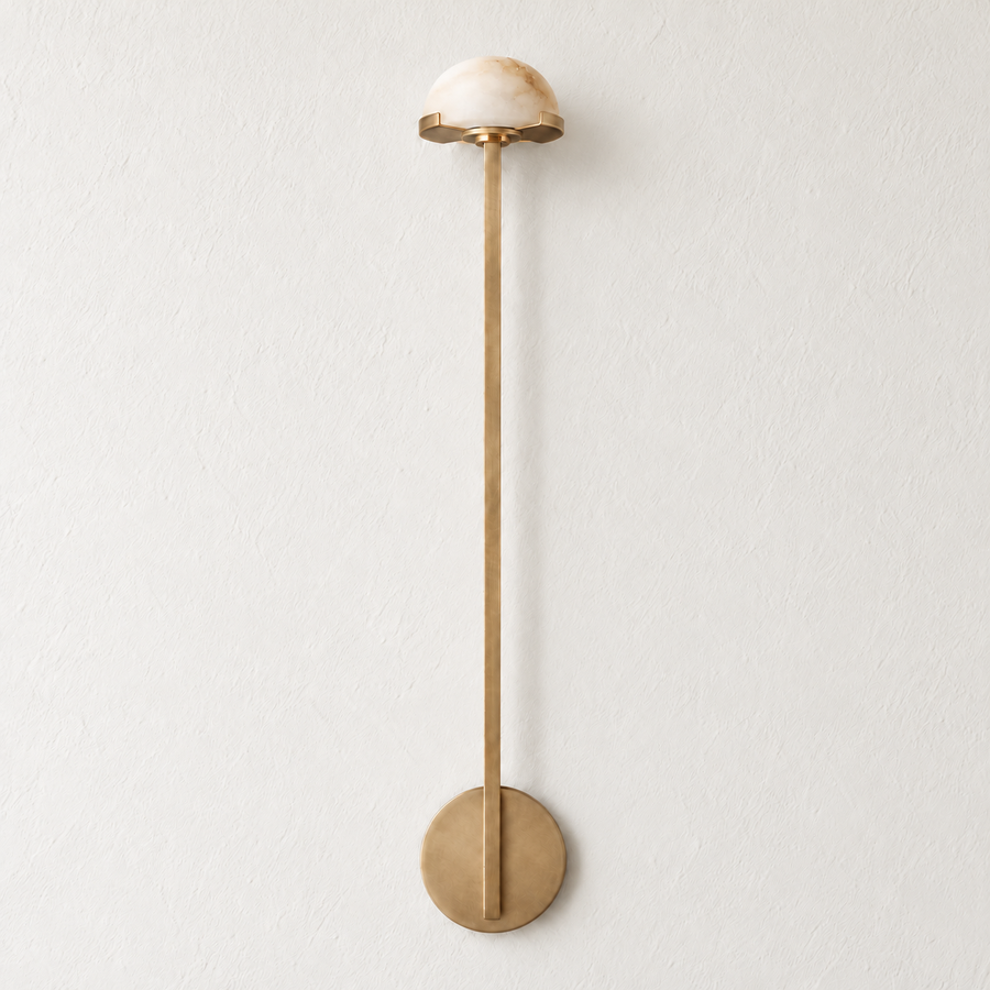 Linear Brass & Alabaster Wall Sconce