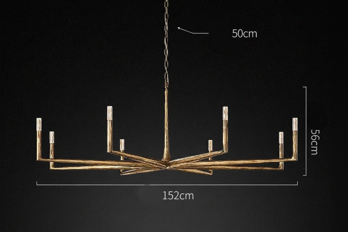 Linear Forged Brass Chandelier | Hammered Branch with Crystal Modern Dining & Living Casalolalights Luxury Lamps