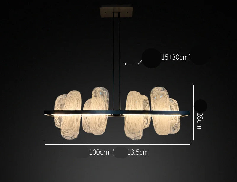 Glass Linear Chandelier | Modern Pendant Lighting for Kitchen Island or Dining Table Statement