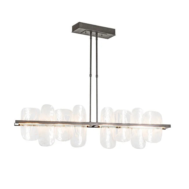 Glass Linear Chandelier | Modern Pendant Lighting for Kitchen Island or Dining Table Statement